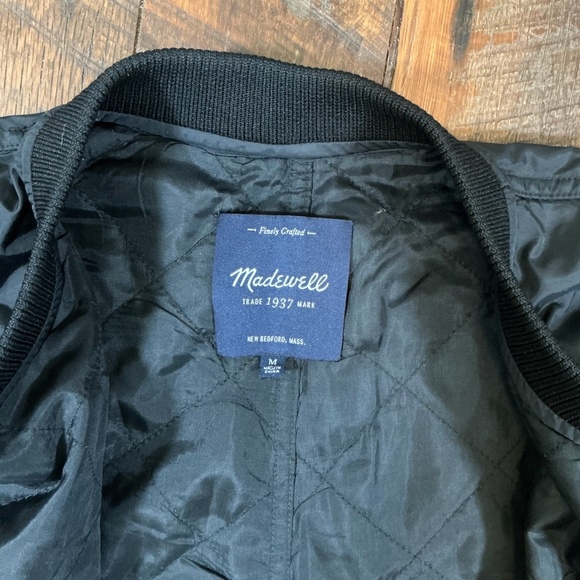 Madewell Black Nylon Bomber Jacket Size Medium - Picture 5 of 6